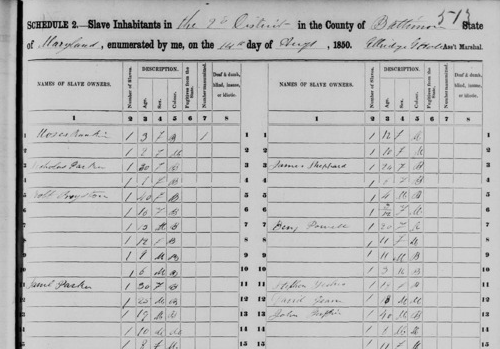 Scan of census records with list of names and households.