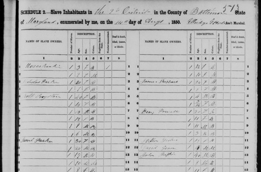 Scan of census records with list of names and households.