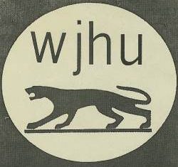Logo for WJHU. Black panther silhouette in circle with letters W-J-H-U.