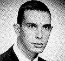 Black and white photo portrait of a young Michael Bloomberg.